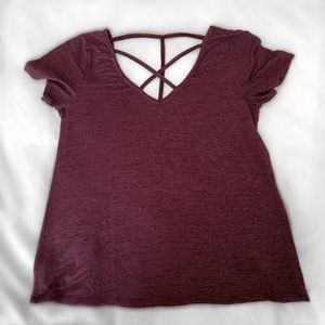 Maroon Striped Cross-Front bp Top